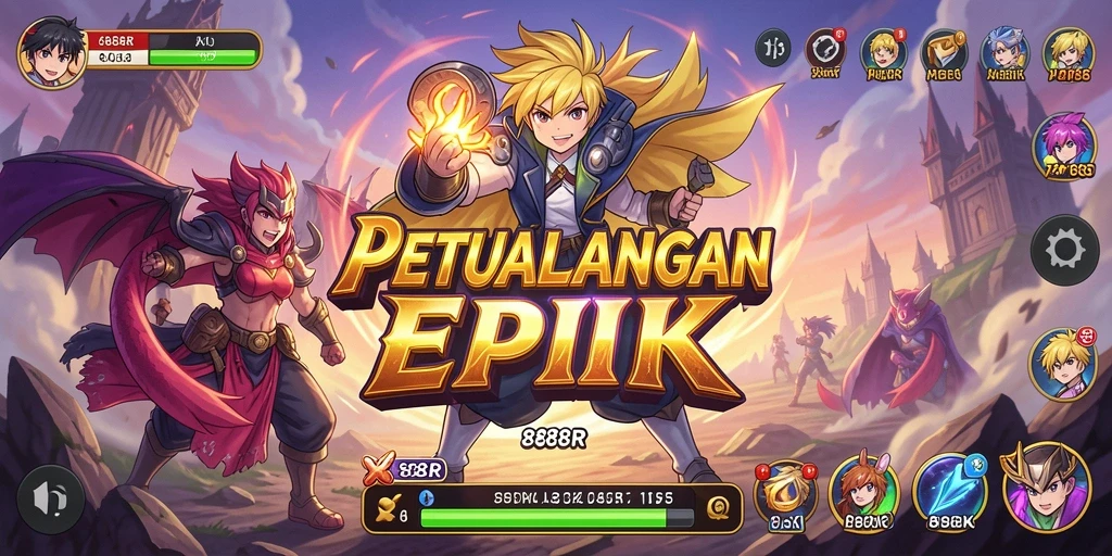 Screenshot gameplay 888R menampilkan aksi seru dalam dunia anime.