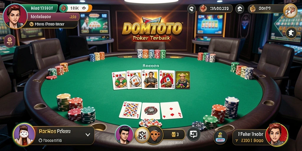 Screenshot utama DOMTOTO menunjukkan gameplay poker yang mendebarkan.