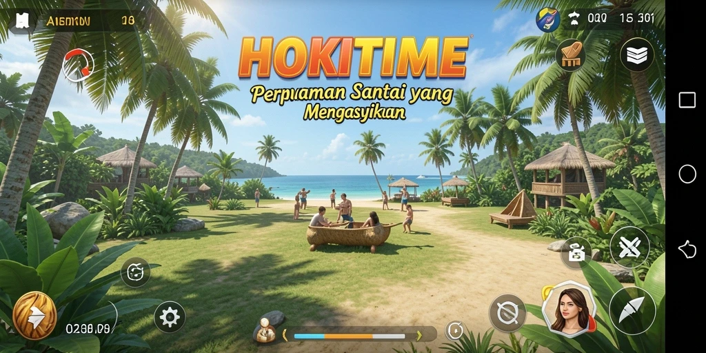 Tampilan gameplay HOKITIME yang ceria dan menghibur.