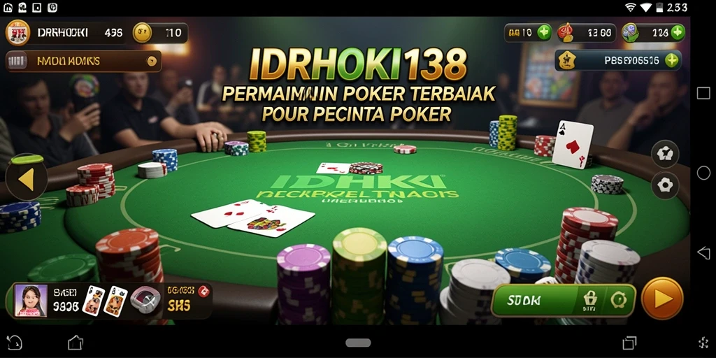 Tampilan gameplay seru dari IDRHOKI138 dengan pemain berkompetisi di meja poker.