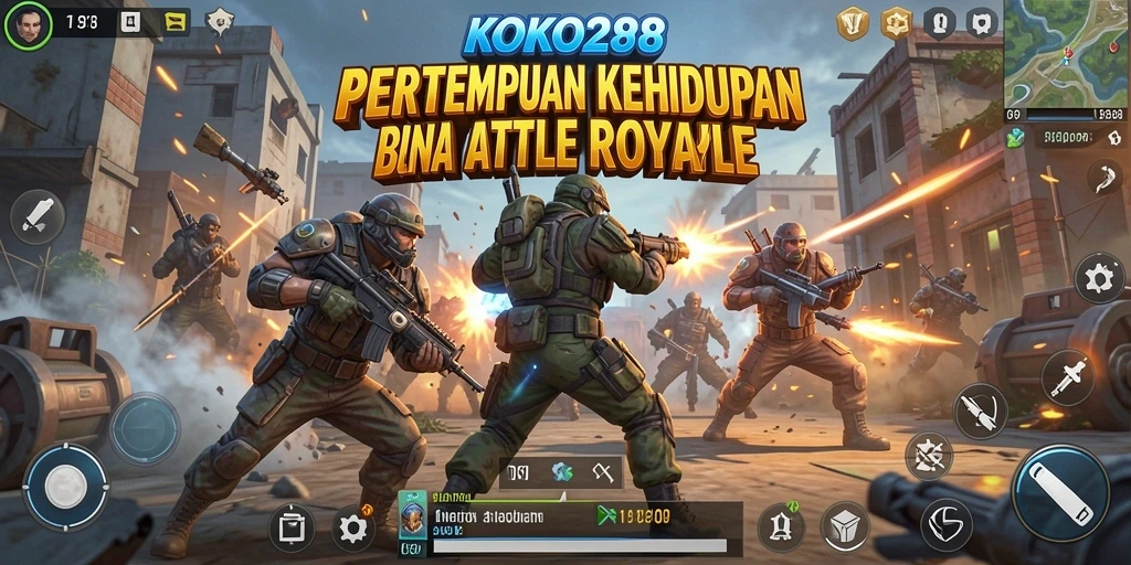 Screenshot gameplay KOKO288 menampilkan pertarungan seru di arena Battle Royale.