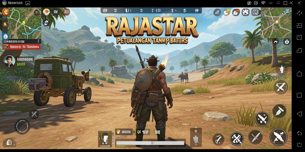 Tampilan gameplay yang memukau di dunia terbuka RAJASTAR.