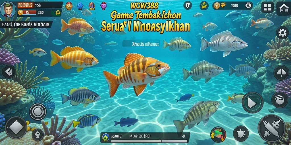 Screenshot gameplay WOW388 yang menampilkan aksi menembak ikan.